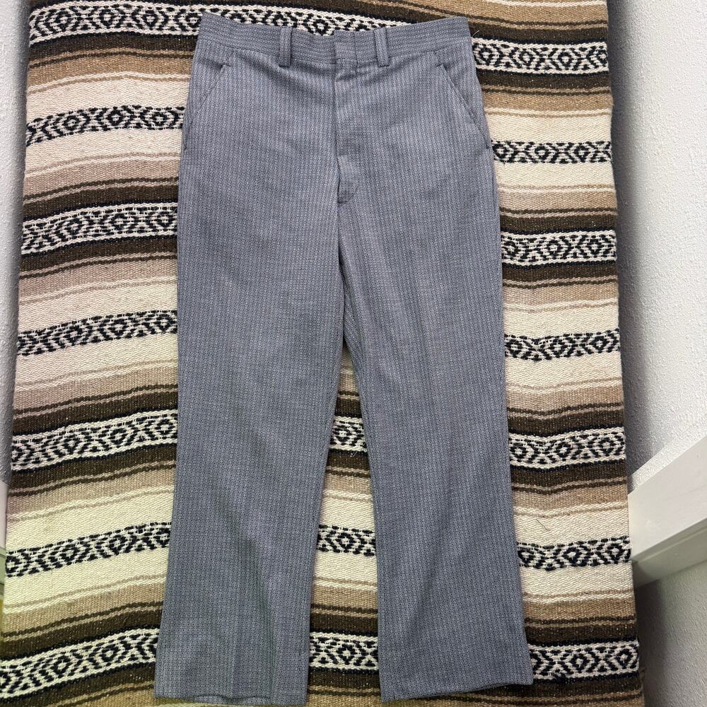 Men's Vintage 1970's Blue White Patterned Western Trousers Slacks Pants 34 x 30